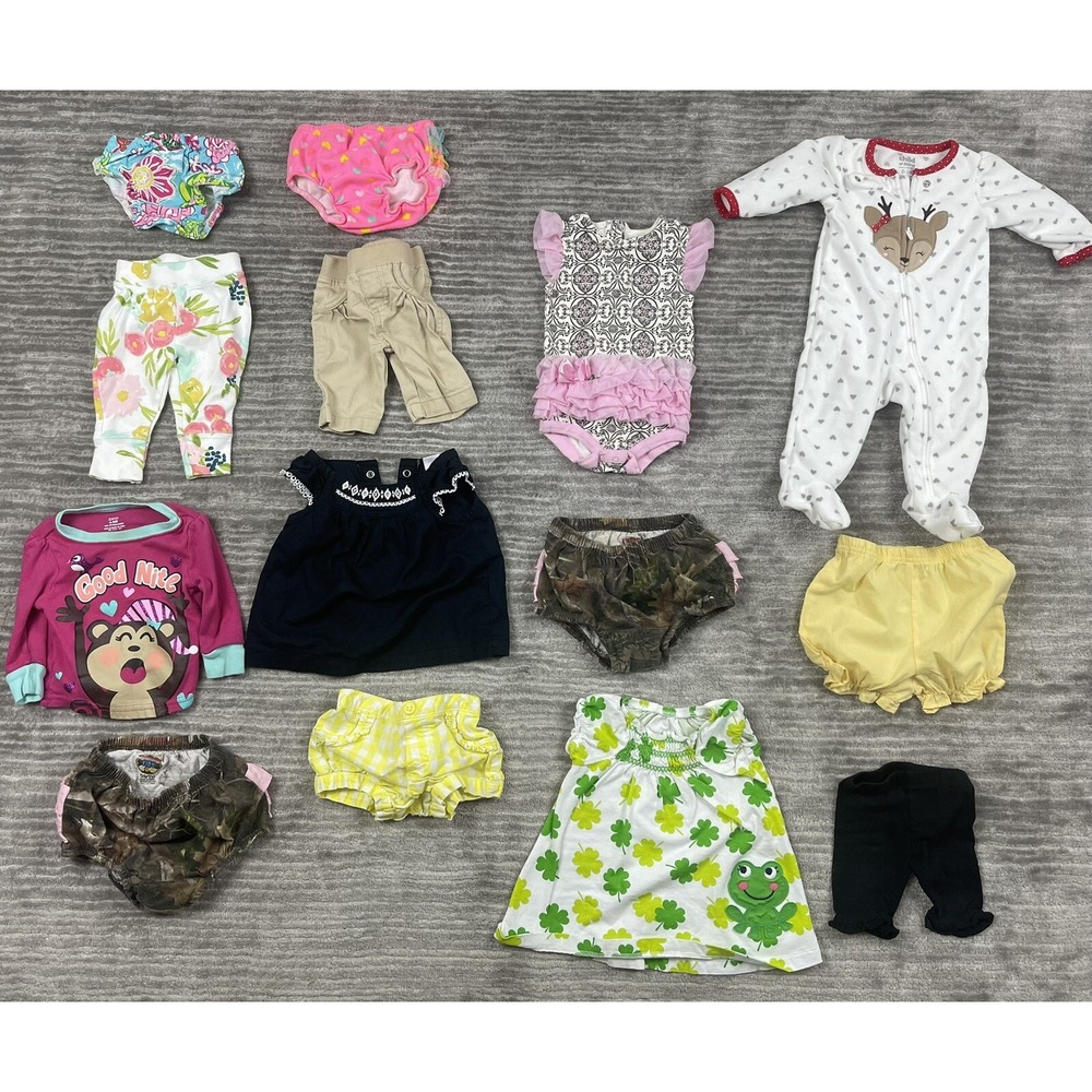 Lot of 16 Baby‎ Girls Clothes NB 3 6 9 Months Just One You Garanimals etc+